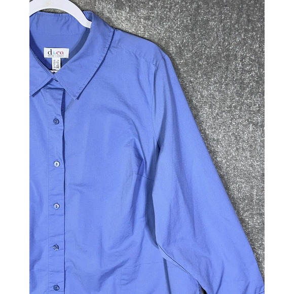 Denim & Co Long Sleeve Button Up Tunic Top Womens Size 1X Stretch Blue Pockets - Picture 5 of 15